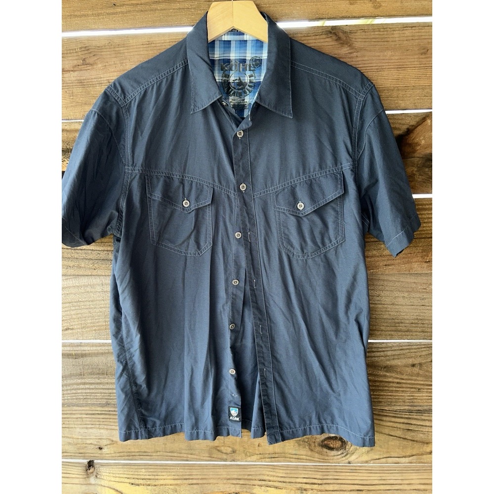 Kuhl Men's Lightweight Nylon Button Up Camp Logo Shield Medium Hiking Outdoors